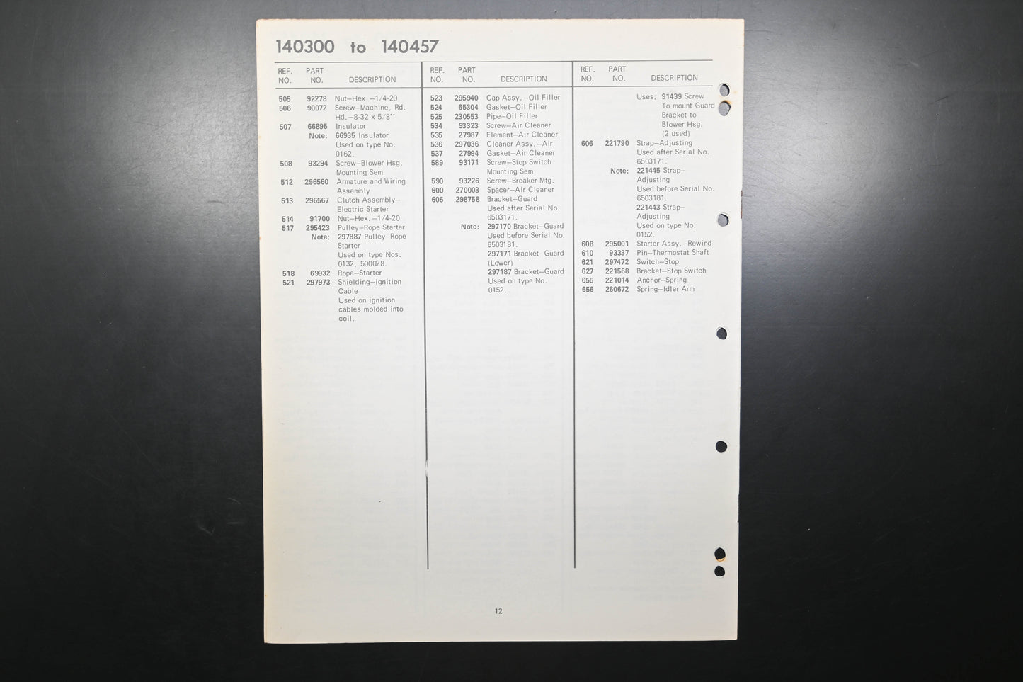 OEM Briggs & Stratton MS-4804-125 140300-140457 Parts List