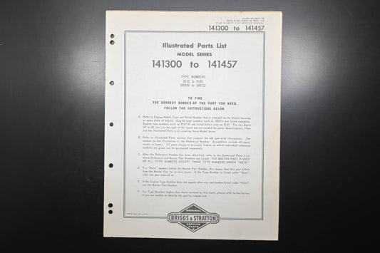 OEM Briggs & Stratton MS-4805-78 141300-141457 Parts List