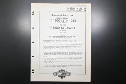 OEM Briggs & Stratton MS-5461-107 144200-144254 & 145200-145254 Parts List