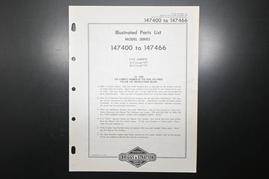 OEM Briggs & Stratton MS-5462-16 147400-147466 Parts List