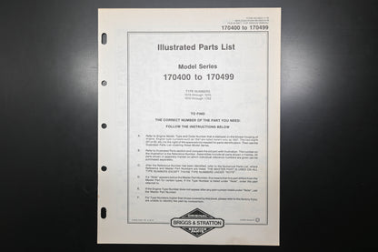 OEM Briggs & Stratton MS-6923-11/78 170400-170499 Parts List