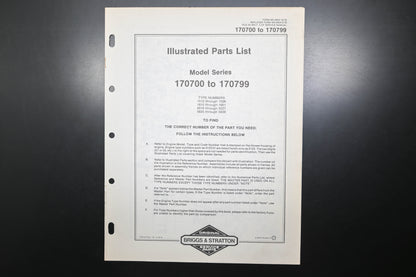 OEM Briggs & Stratton MS-6924-12/78 170700-170799 Parts List