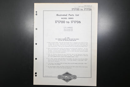 OEM Briggs & Stratton MS-5674-16 171700-171706 Parts List