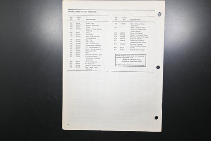 Bolens P3841-1 84 Frame Steer Tractor Model 942 Parts List