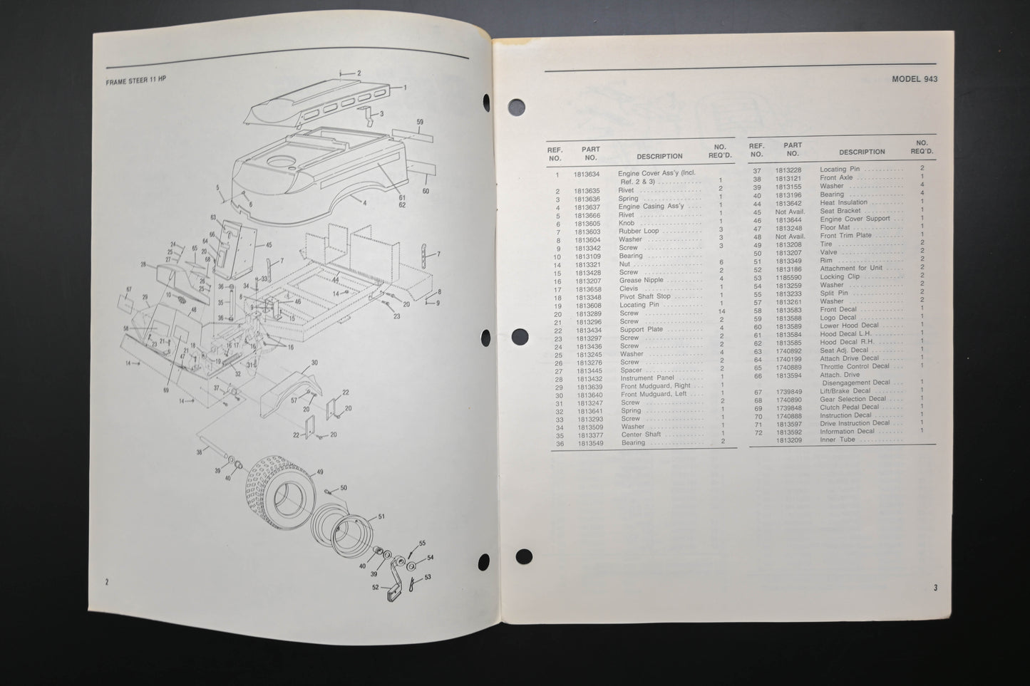 Bolens P4006-1 86 Frame Steer Tractor Models 943 Parts List