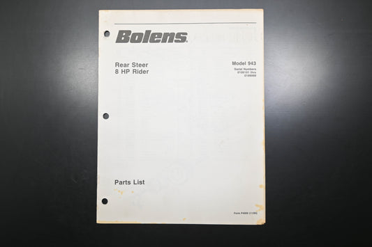 Bolens P4006 84 Rear Steer Tractor Model 943 Parts List