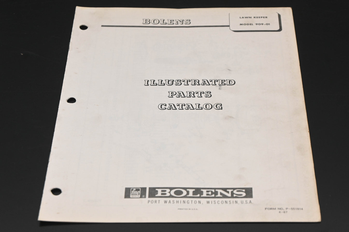 Bolens P-551814 Lawn Keeper Model 909-01 Parts Catalog