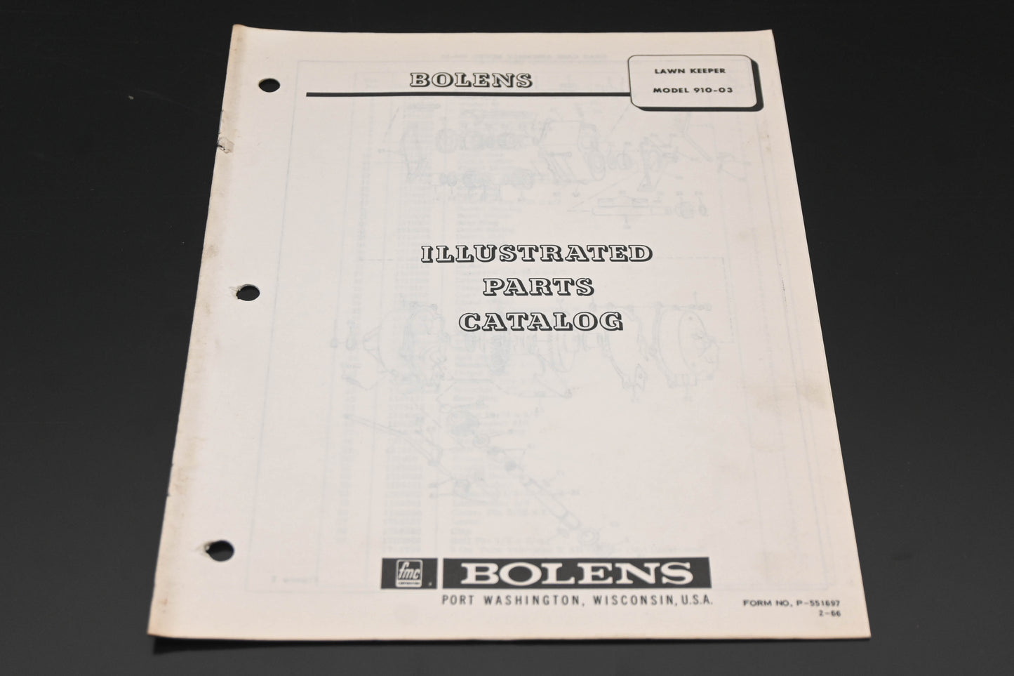 Bolens P-551697 Lawn Keeper Model 910-03 Parts Catalog
