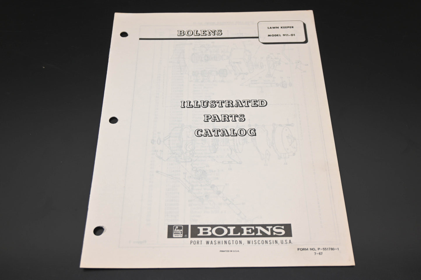 Bolens P-551780-1 Lawn Keeper Model 911-01 Parts Catalog