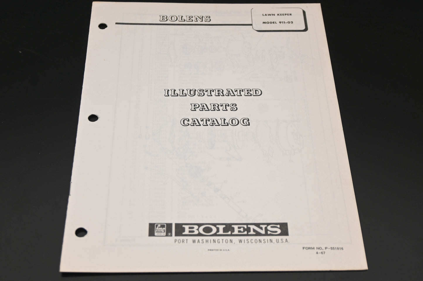 Bolens P-551816 Lawn Keeper Model 911-02 Parts Catalog