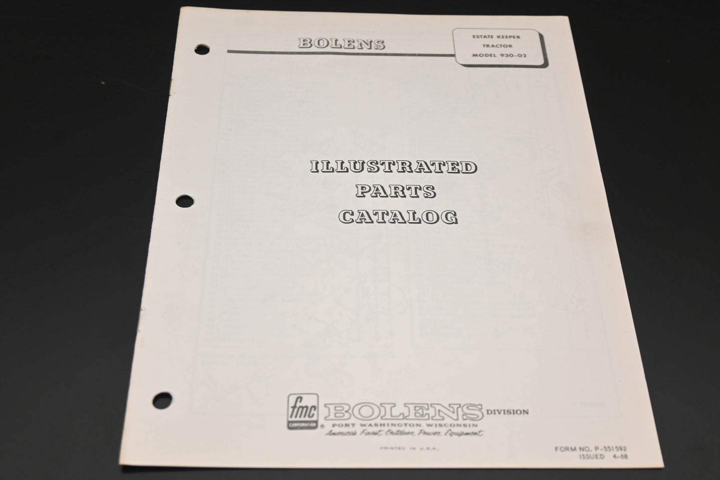 Bolens P-551592 Estate Keeper Model 930-02 Parts Catalog