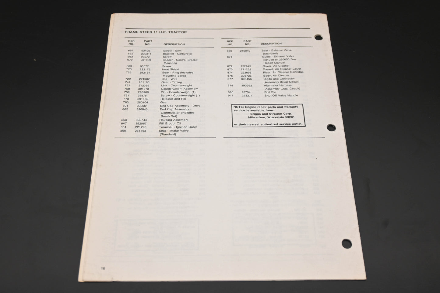 Bolens P3841 Frame Steer Tractor Model 942 Parts List