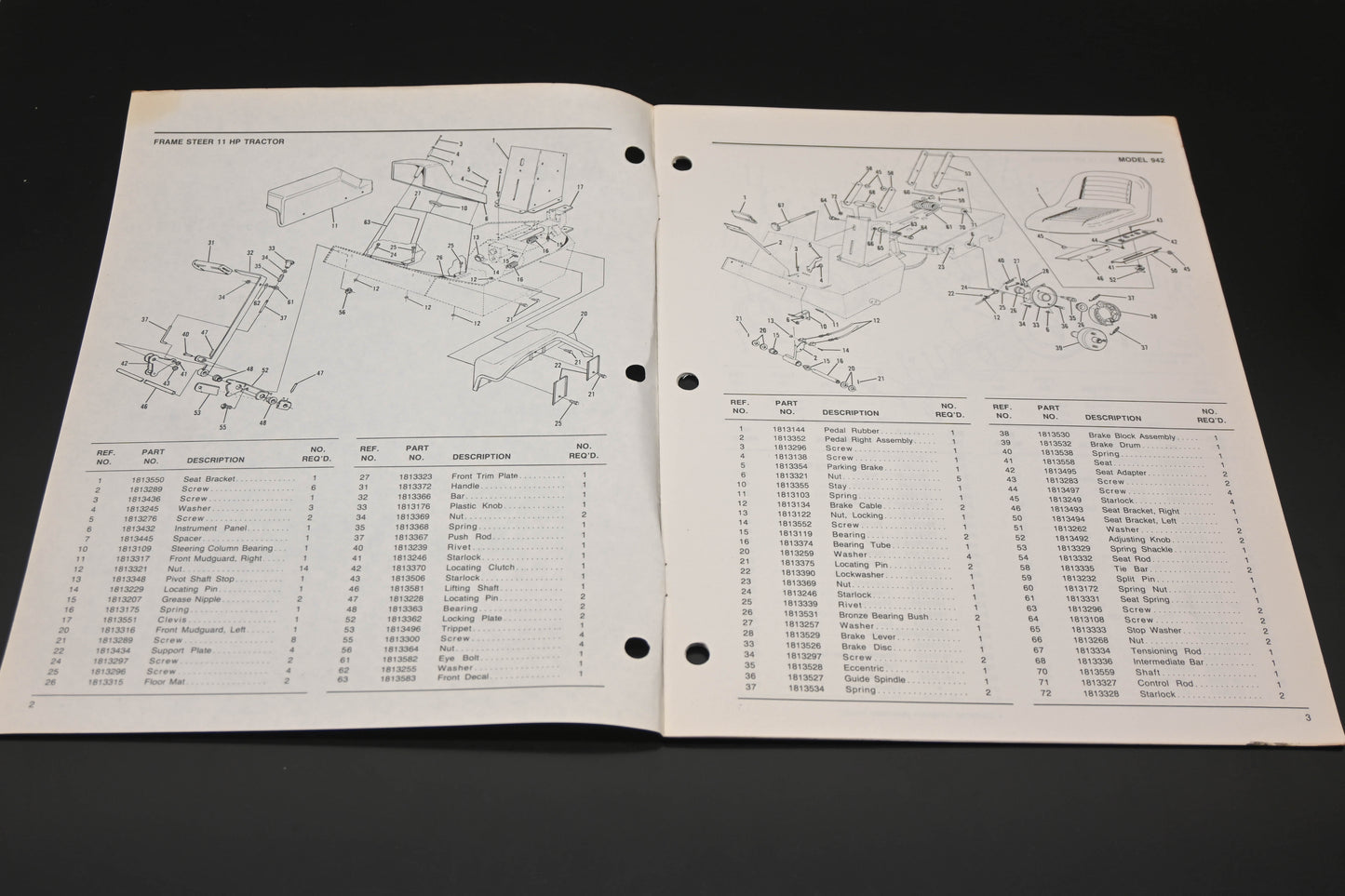 Bolens P3841 Frame Steer Tractor Model 942 Parts List