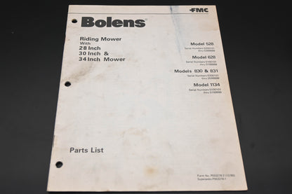 Bolens P553278-2 80 Riding Mower Models 528 628 830 831 1134 Parts List