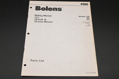 Bolens P553278 Riding Mower Models 528 830 831 Parts Catalog