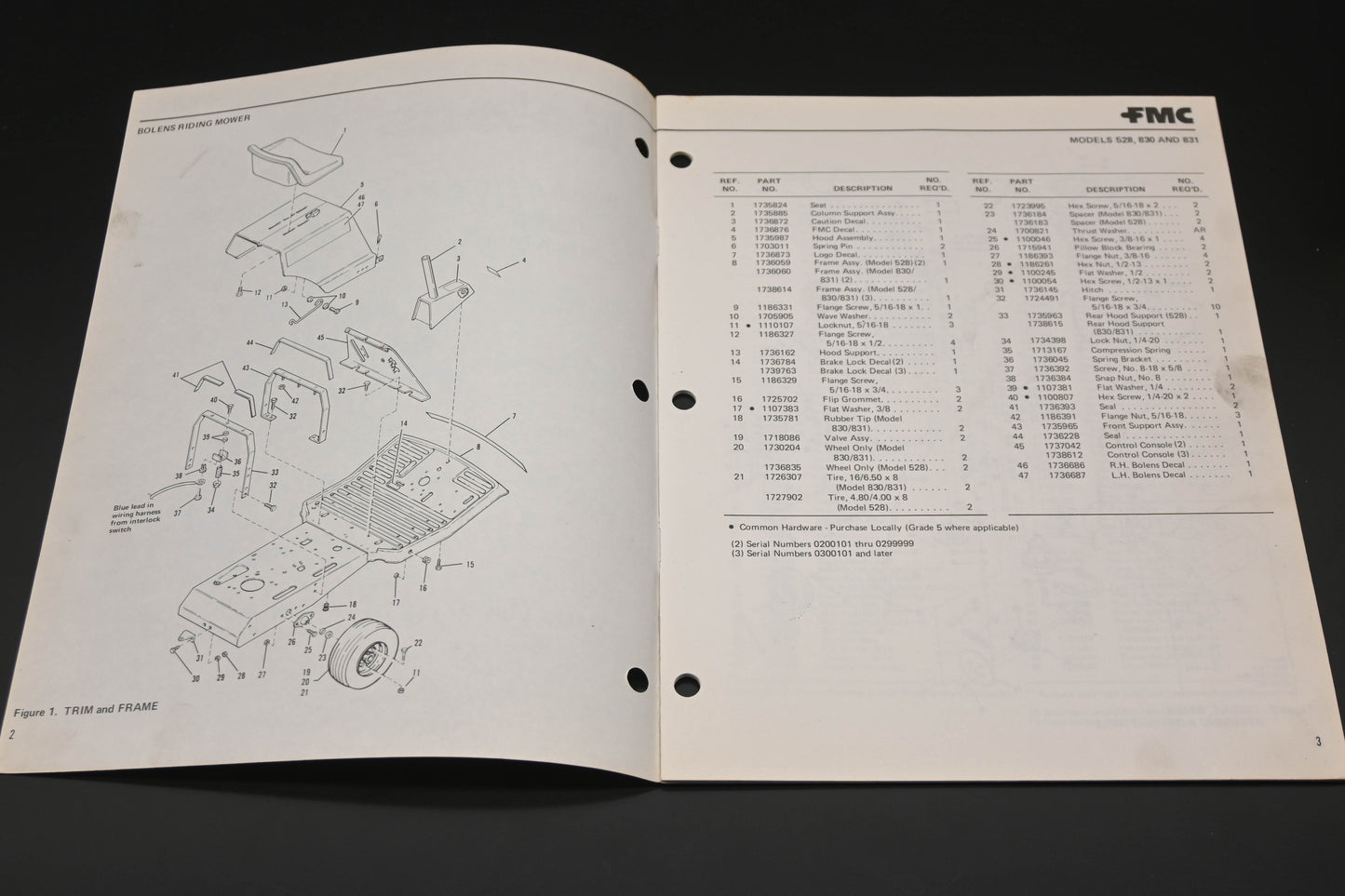 Bolens P5538278-1 79 Riding Mower Models 528 830 831 Parts Catalog