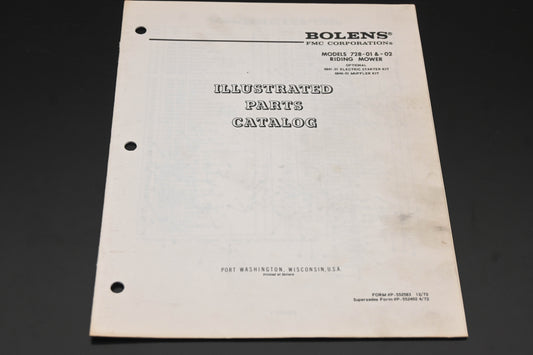 Bolens P-552583 Models 728-01 & -02 Riding Mower Parts Catalog