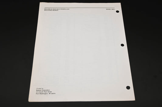 Bolens 3853-1 83 Eliminator Plus 21" Mower Model 8643 Parts List