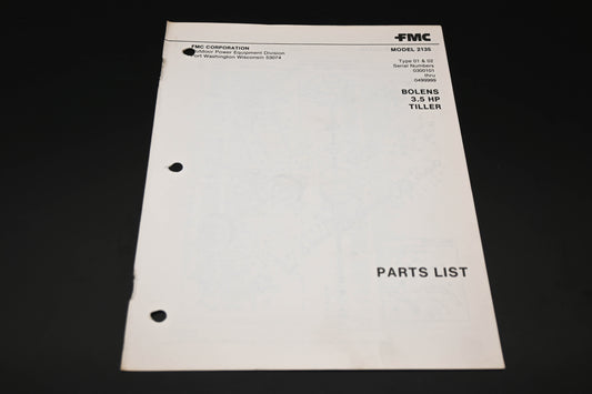 Bolens P-552595-2 3.5HP Tiller Model 2135 Parts List
