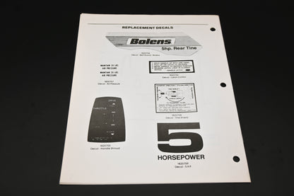 Bolens P3863 Tiller Model 2162 Parts List