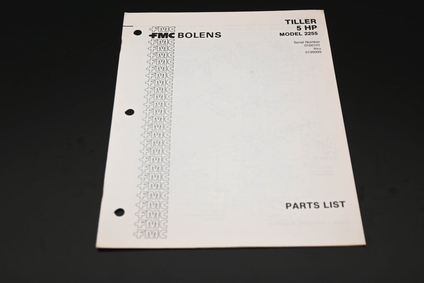 Bolens P-552966 5HP Tiller Model 2255 Parts List