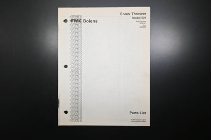 Bolens P552923-1 77 Snow Thrower Model 524 Parts List