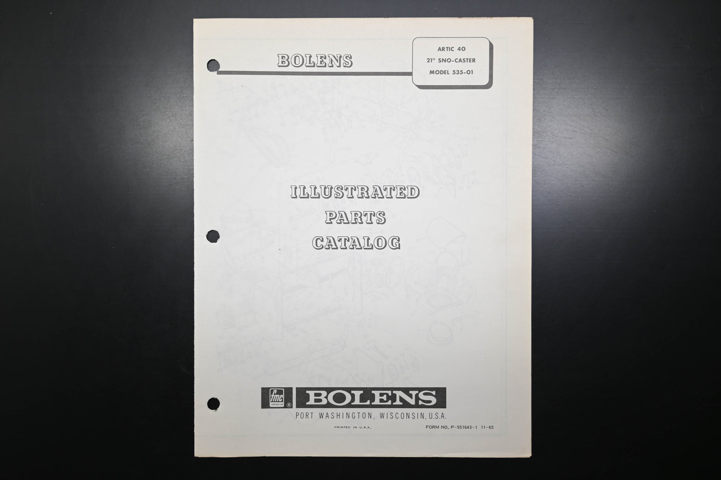 Bolens P-551643-1 Arctic 40 Sno-Caster Model 535-01 Parts Catalog