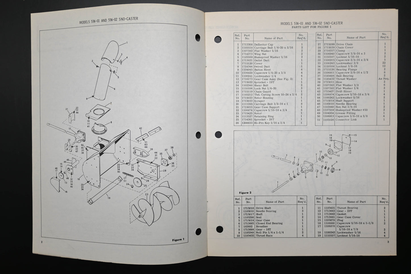Bolens P-551465-1 Arctic 60 Sno-Caster Models 536-01 & -02 Parts Catalog