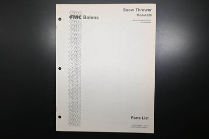 Bolens P552967-1 77 Snow Thrower Model 625 Parts List