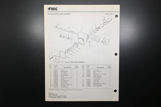 Bolens P553274-1 79 Snow Thrower Model 724 Parts List