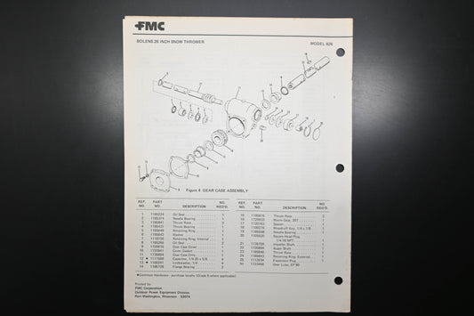 Bolens P552968-2 79 Snow Thrower Model 826 Parts List