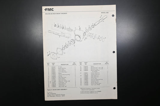 Bolens P552968 77 Snow Thrower Model 826 Parts List