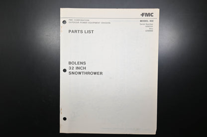 Bolens P-552708 73 Snow Thrower Model 832 Parts List