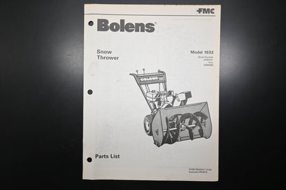 Bolens P553275-1 79 Snow Thrower Model 1032 Parts List