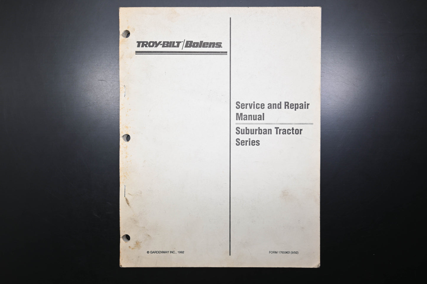 Bolens 1765963, 176-5963 Suburban Tractor Service & Repair Manual
