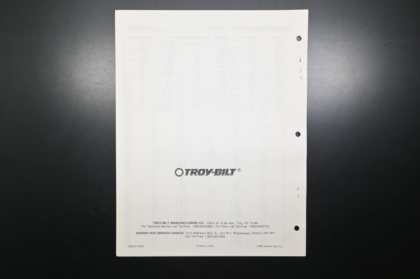 Troy-Bilt 1901512 Junior Tiller Model 15006 Parts Catalog