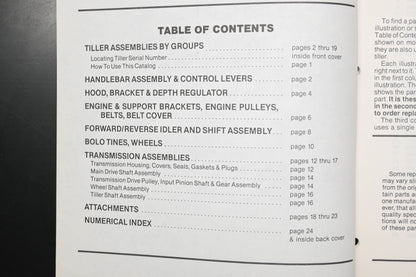 Troy-Bilt 1901512 Junior Tiller Model 15006 Parts Catalog