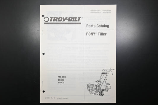 Troy-Bilt 1900645 Pony Tiller Models 15008 15009 Parts Catalog
