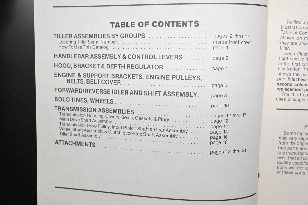 Troy-Bilt 1901570 Econo-Horse Tiller Model 15010 Parts Catalog