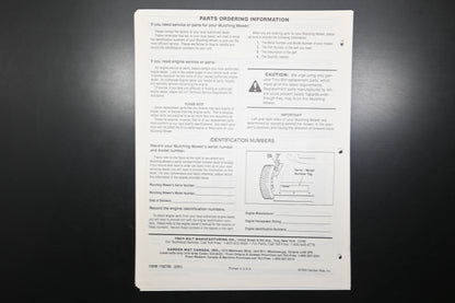 Troy-Bilt 1765629 Snow Thrower Model 42000 Parts Catalog