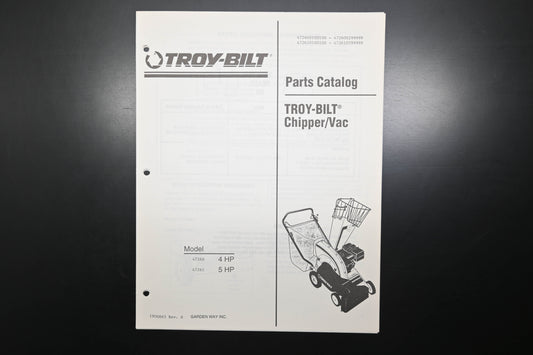 Troy-Bilt 1900665 Chipper Vacuum Models 47260 47261 Parts Catalog