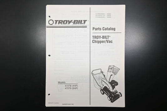 Troy-Bilt 1901573 Chipper Vacuum Models 47278 47279 Parts Catalog