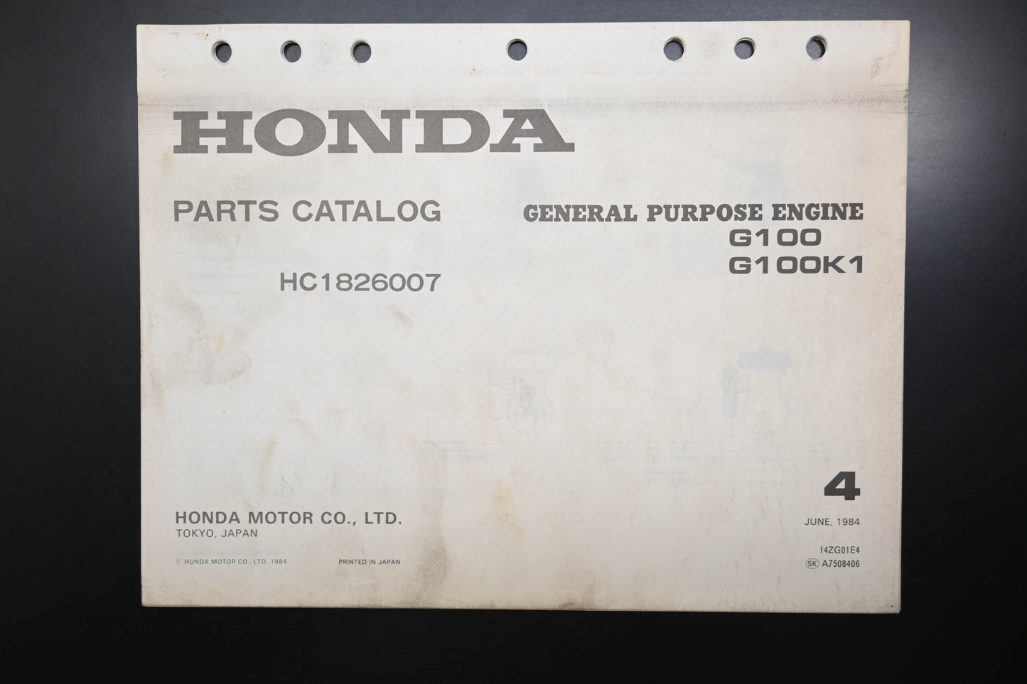 OEM Honda 14ZG01E4 G100 G100K1 Engine Parts Catalog