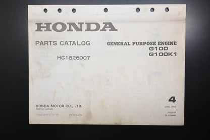 OEM Honda 14ZG01E4 G100 G100K1 Engine Parts Catalog