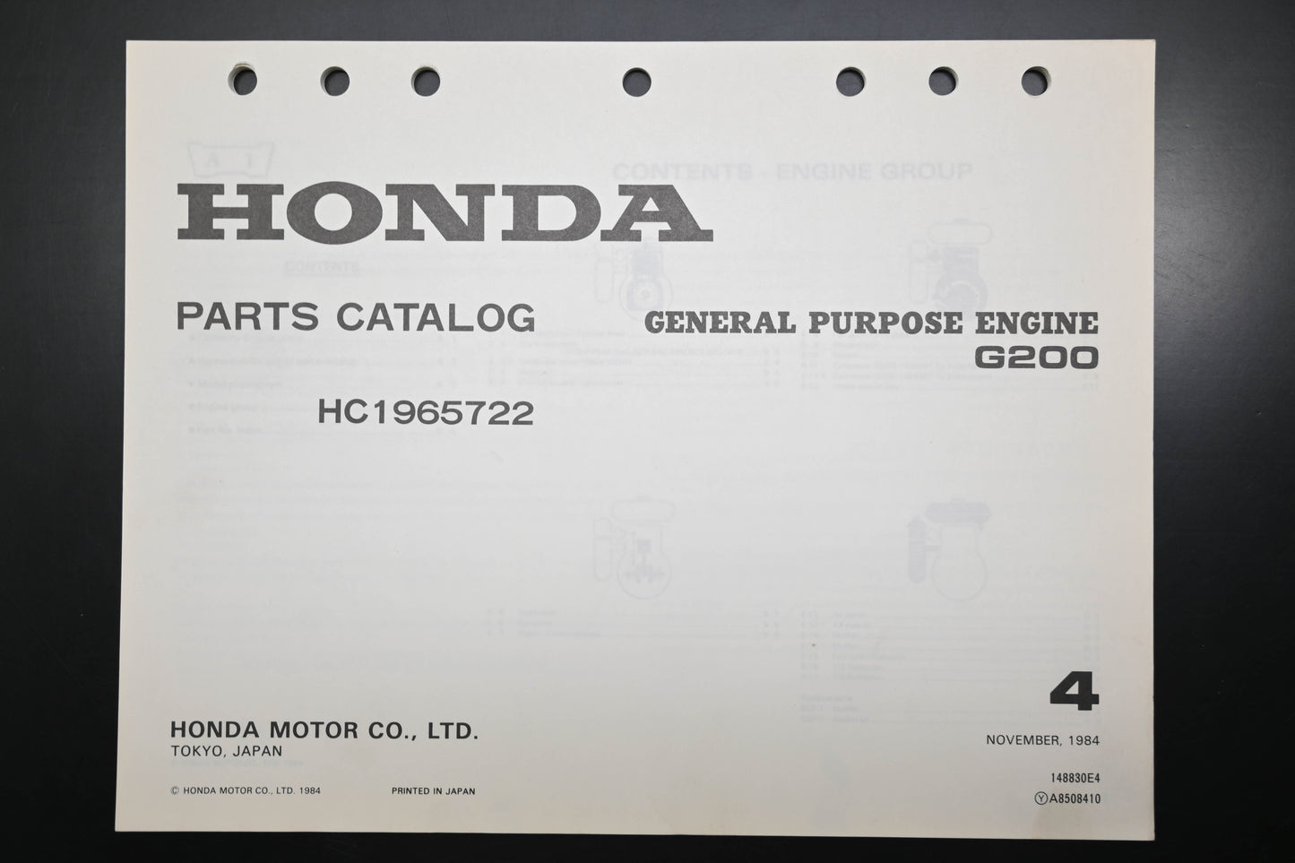 OEM Honda 148830E4 G200 Engine Parts Catalog
