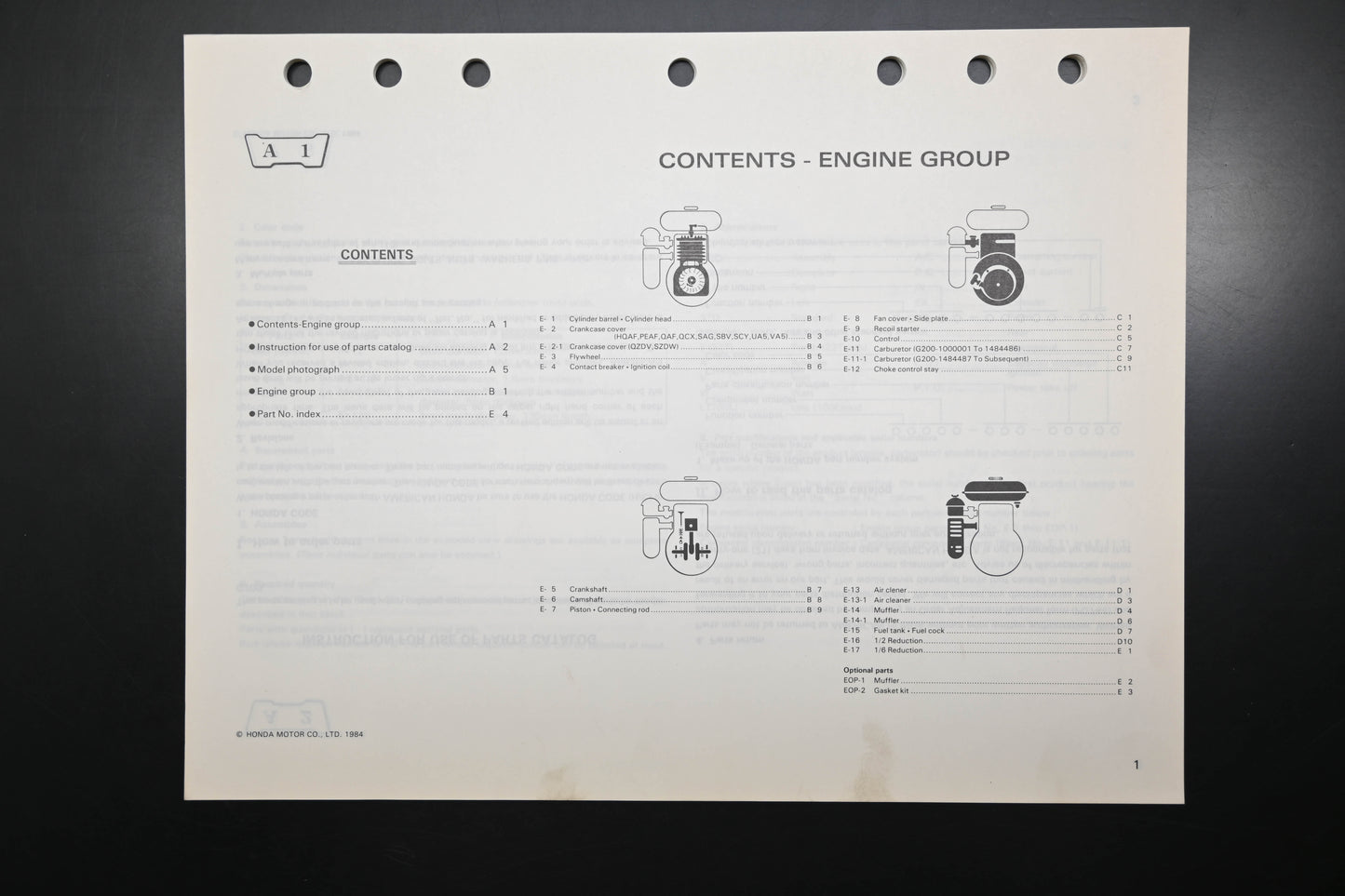 OEM Honda 148830E4 G200 Engine Parts Catalog