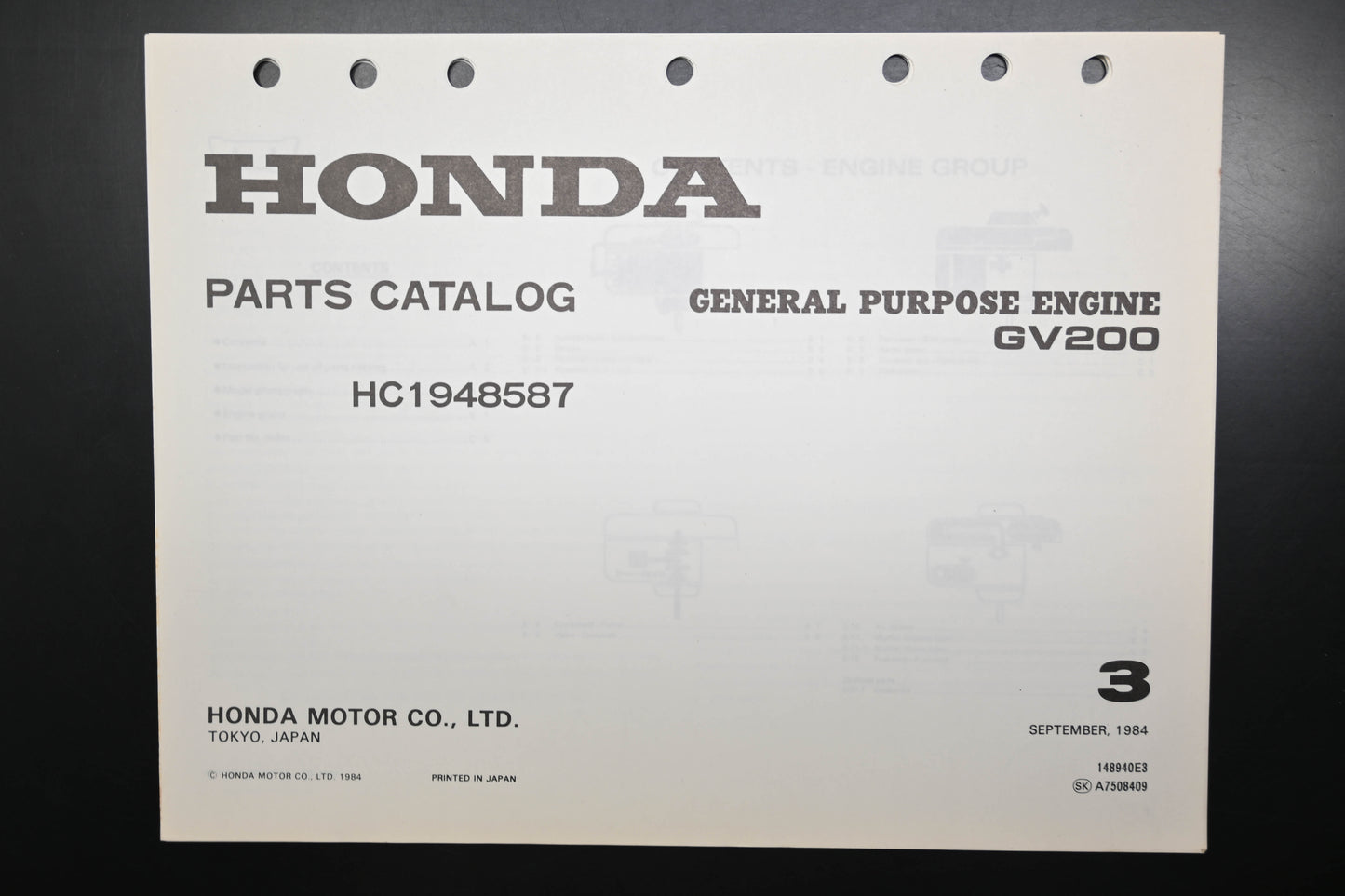 OEM Honda 148940E3 GV200 Engine Parts Catalog