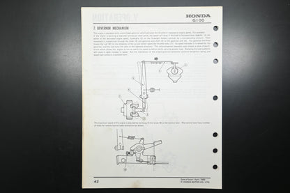 OEM Honda 6189600 G100 Engine Shop Repair Manual
