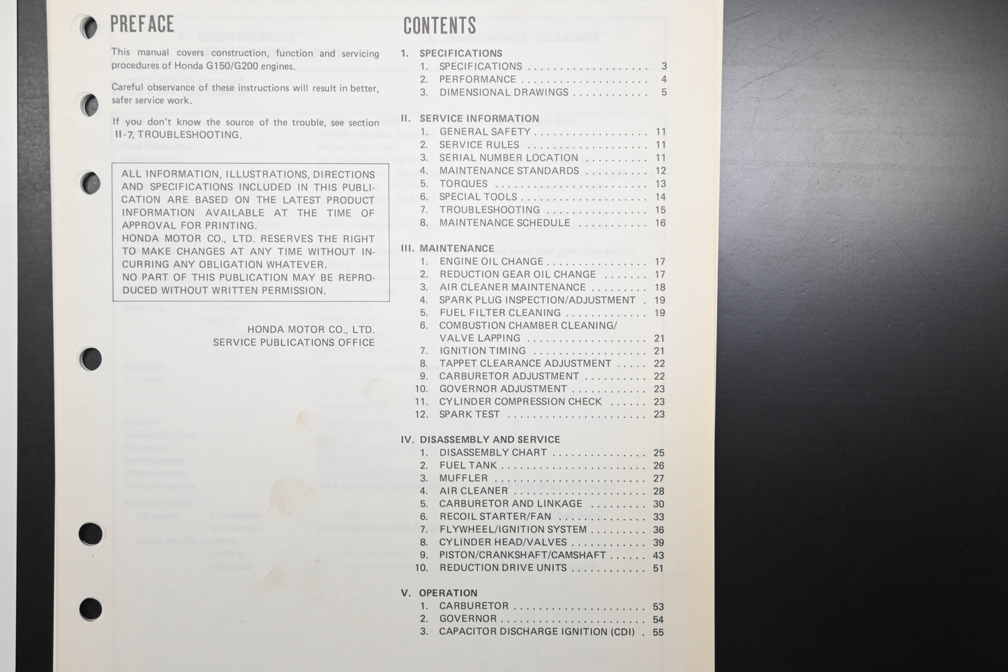 OEM Honda 6188300 G150 G250 Engine Shop Repair Manual