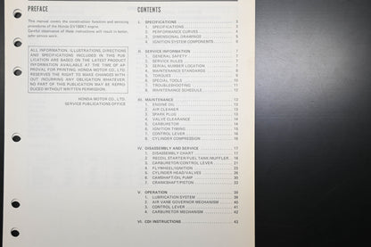 OEM Honda 6188800 GV150 Engine Shop Repair Manual